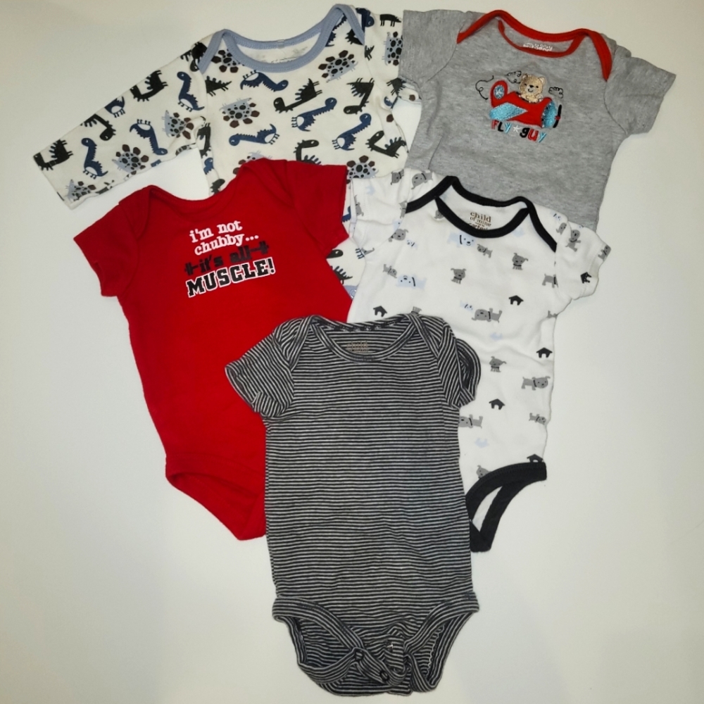 Set of 5 - Baby Boy Bodysuits
